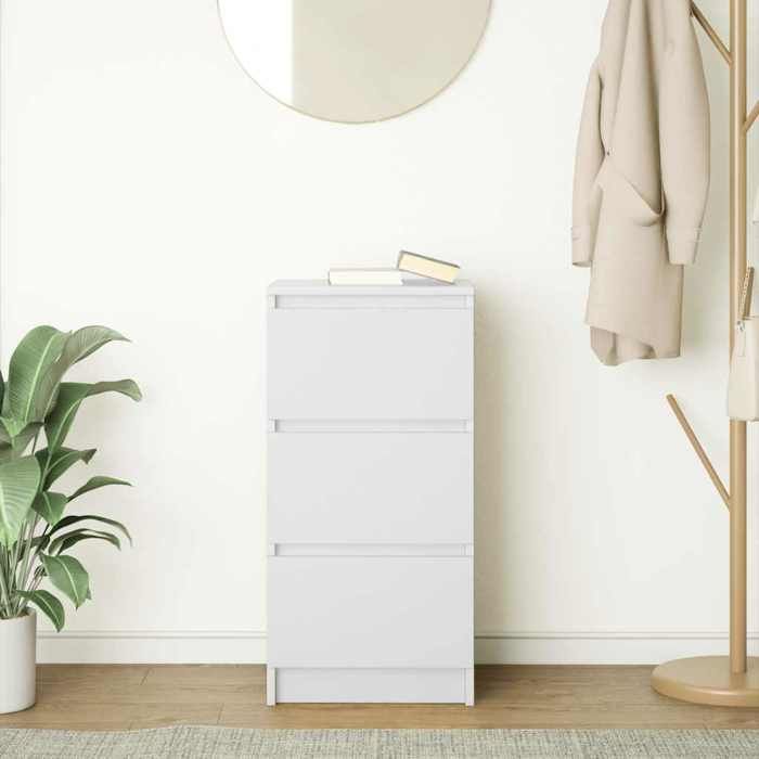 Buffet commode - vidaXL - Blanc - Bois dingénierie - 375x35x76 cm - 3 tiroirs - Capacité totale 60 kg