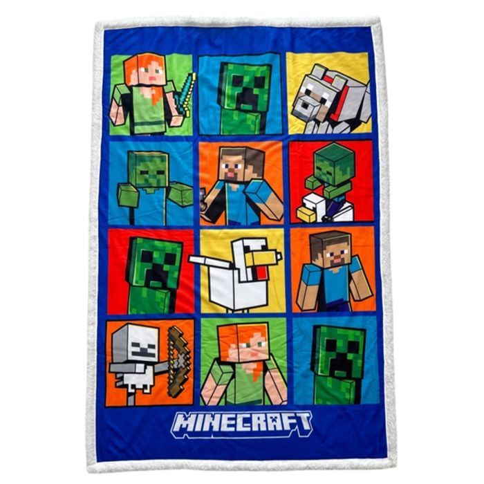 Plaid sherpa Homadict Minecraft Mosaique Personnages - Cdiscount Maison