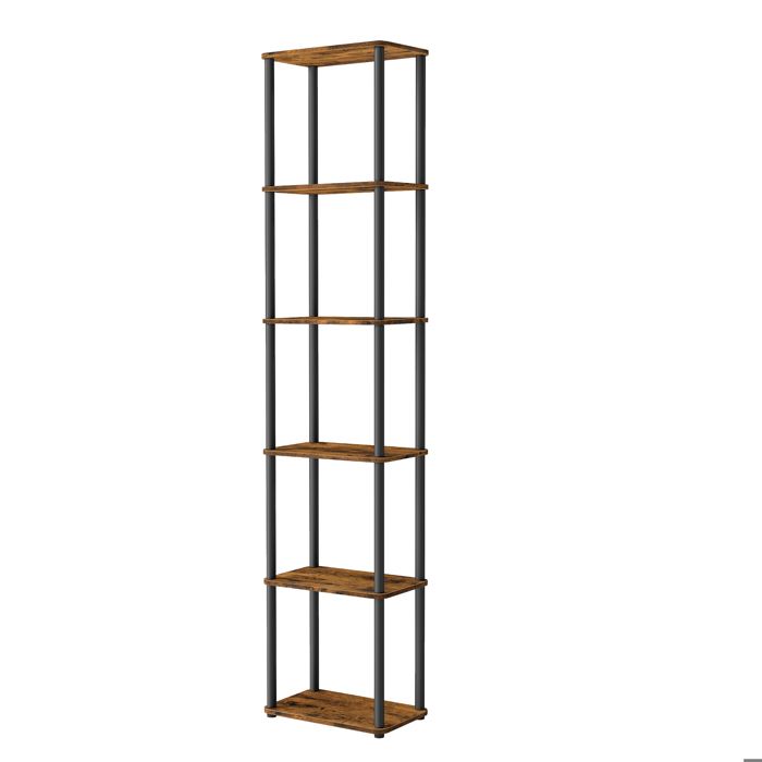 Montage Ultra-rapide Sans Outils Étagère à 6 Niveaux Étagère de Rangement 23 8 x 38 x 173 4 cm Marron et Noir Montage Ultra-rapide Sans Outils Étagère à 6 Niveaux Étagère de Rangement 23 8 x 38 x 173 4 cm Marron et Noir