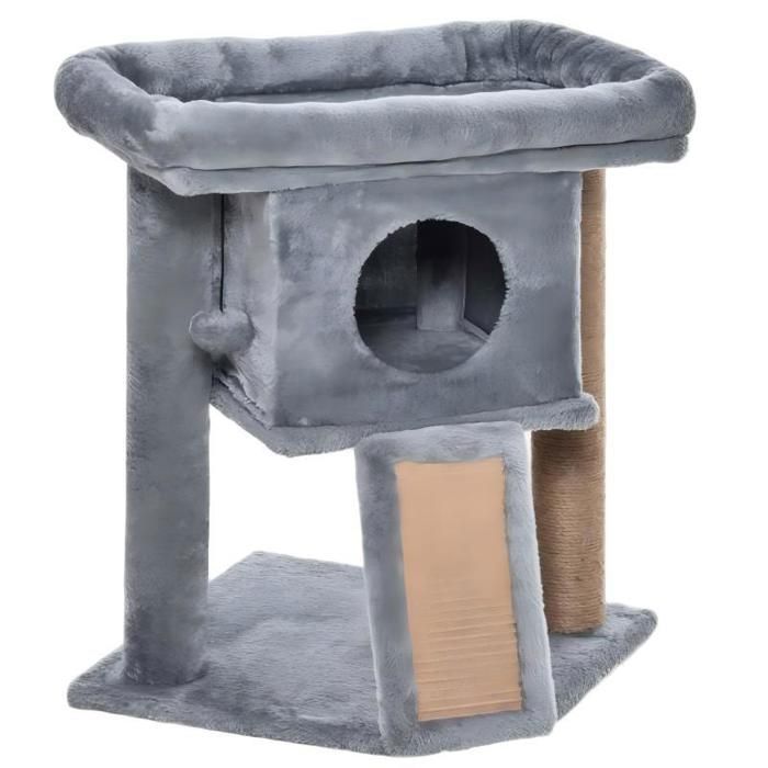 Meilleurs prix pour Arbre à chat à plusieurs niveaux - Avec lit pour chat plate-forme de repos et balle jouet - Gris clair