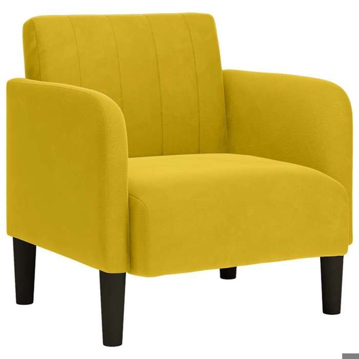NEUF 2026 CHIC Chaise simple SWEETY Fauteuil de salon 1 PLACE avec accoudoirs jaune 54 cm velours FF4747