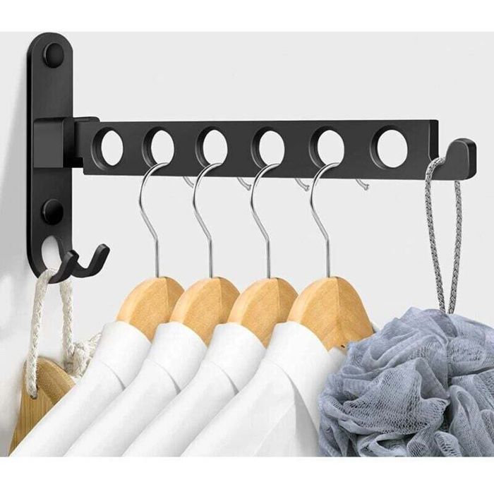 Patère pliable murale - PZCC - Pivotant à 90° - Aluminium épais - Pliable gain de place - Imperméable