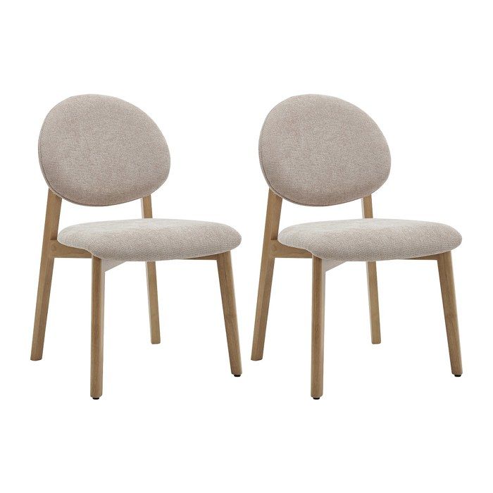 Lot de 2 chaises en tissu texturé et bois dhévéa naturel clair - Beige - MARLENI Lot de 2 chaises en tissu texturé et bois dhévéa naturel clair - Beige - MARLENI