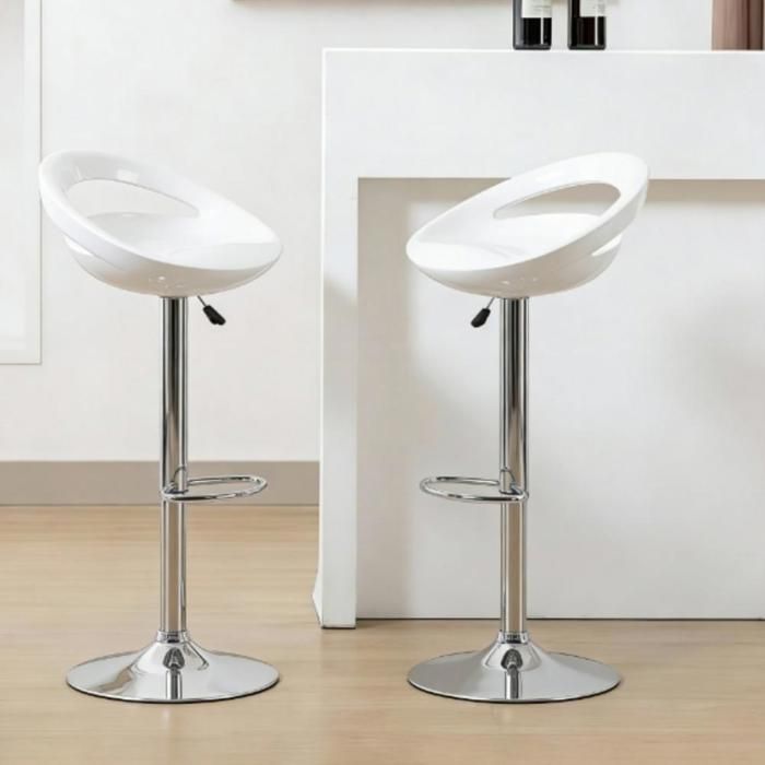 MIPAN.Tabouret Debar Reglables En Hauteur(81-101cm) - Tabouret De Bar Lot De 2 - Tabouret De Bar Blanc