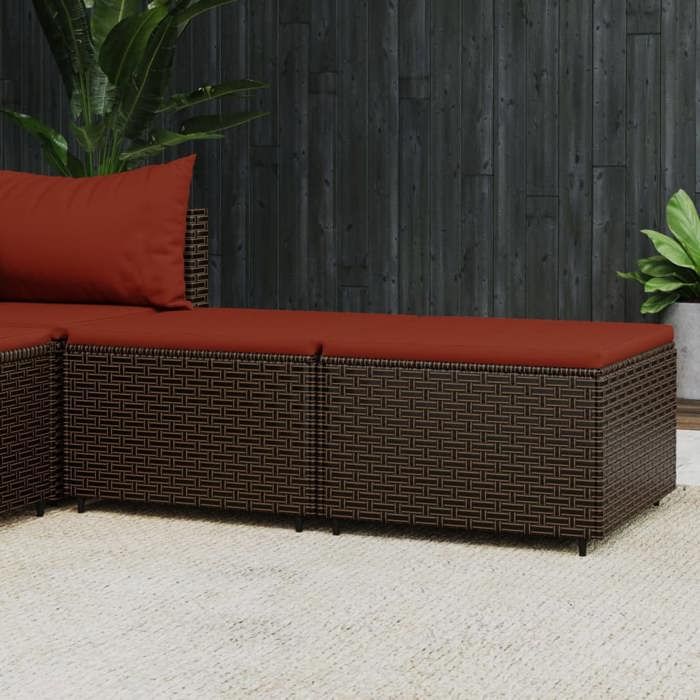 Repose-pieds de jardin en résine tressée - vidaXL - Lot de 2 - Marron - Rouge cannelle - Résistant aux intempéries