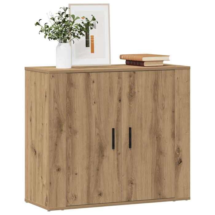 En soldes - Cabinet Armoire de rangement - Buffet bahaut vaisselier chêne artisanal 80x33x70cm - Bois dingénierie 8_1621236