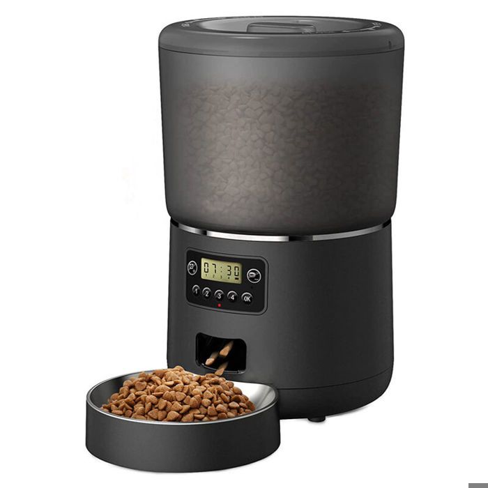 Distributeur de Croquettes Programmable (4L) avec Bol Inox 1 à 4 Repas pour Chats et Chiens .