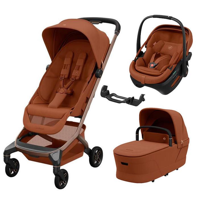 MAXI COSI - Poussette Trio Fame Cabin + Siège auto Coral Slide Pro + Nacelle Cabin Cot Copper Terra
