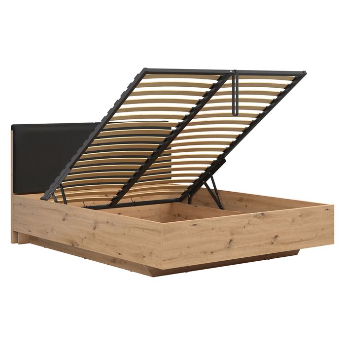 Lit coffre Petits-meubles - Mao - 165 x 210 5 x 100cm - Bois façon chêne Lit coffre Petits-meubles - Mao - 165 x 210 5 x 100cm - Bois façon chêne