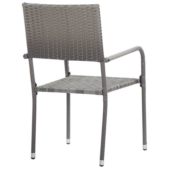 Chaise à dîner de jardin empilable - (lot de 2) - Meuble de Siège - gris résine tressée CC1192
