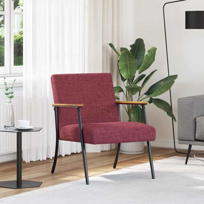 Fauteuil - COCO - tissu - bordeaux - 59 x 75 x 78 cm - accoudoirs rembourrés intégrés128698 Fauteuil - COCO - tissu - bordeaux - 59 x 75 x 78 cm - accoudoirs rembourrés intégrés128698