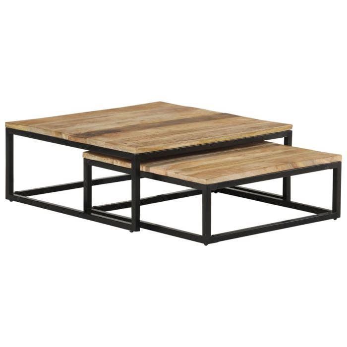vidaXL Lot de 2 Tables Gigognes en bois solide de manguier Gain de Place