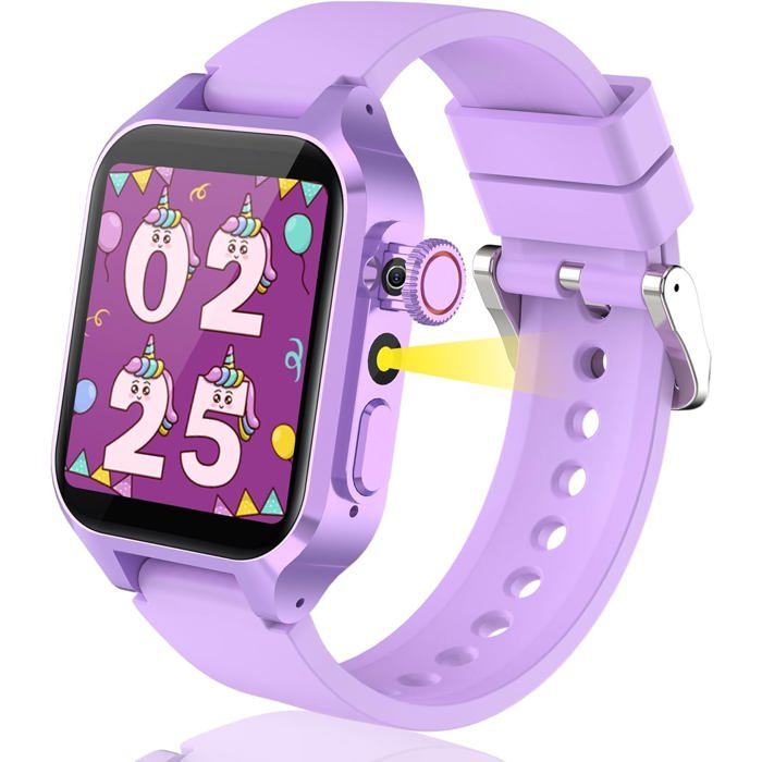 Montre Connectée Enfant Éducative Jouet Cadeau Garçons Filles 3-14 Ans 32 Jeux 3 Modes Sportifs HD Caméra