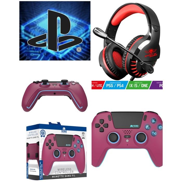Pack manette et casque - FREAKS AND GEEKS - IMMERSION 2.0 PRO-H3 - Bluetooth - Joysticks Effet Hall - Vibration double moteur