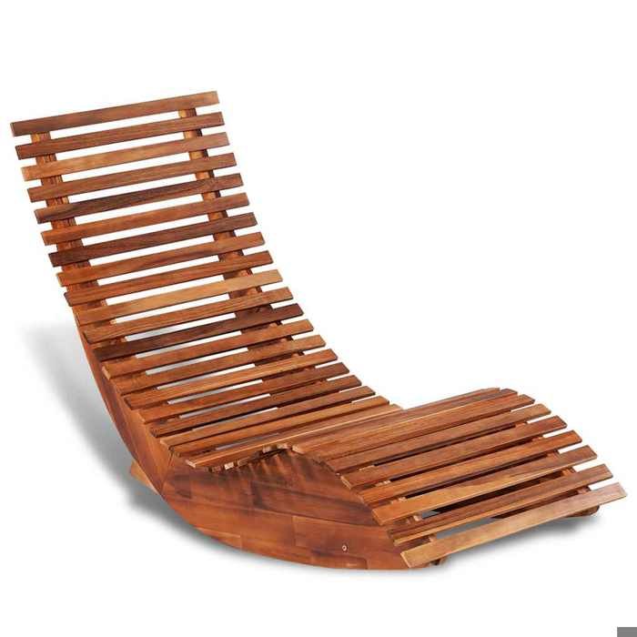 NEW Marron Transat COCO - CHIC - Chaise longue basculante Bois dacacia Siège dextérieur &36476