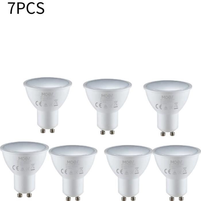 7PCSAUBESSAmpoule LED Intelligente Tuya GU10, 90265V, 5W, RGB, CW