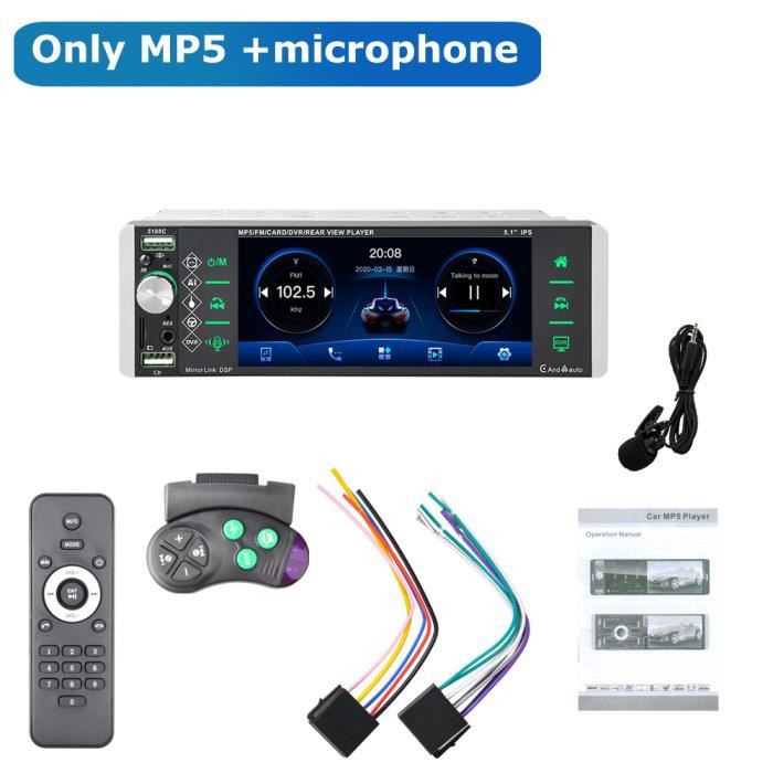 Avec micro Autoradio Carplay, Bluetooth, Rds, Lecteur Mp5, Écran Tactile Ips, Stéréo, Android