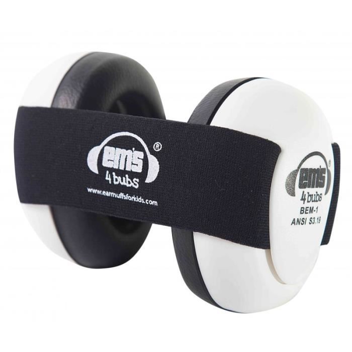 Casque Antibruit Pour Bebe Ems 4 Kids Coques Blanches Avec Bandeau Noir Cdiscount Puericulture Eveil Bebe