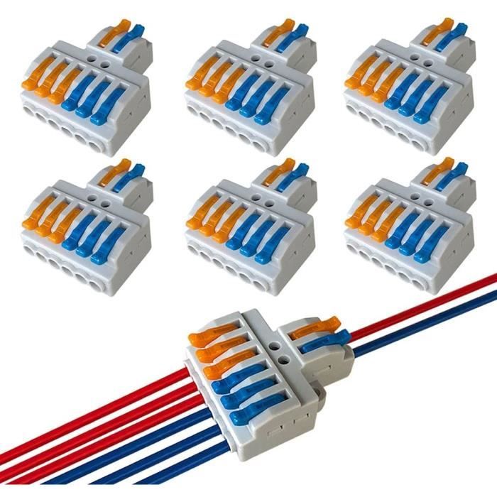 Connecteurs rapides 3-en-6-sorties paquet de 10 bornier à serre-câble à câblage rapide Connecteurs de fils compacts pour conducteurs polyvalents LT-633