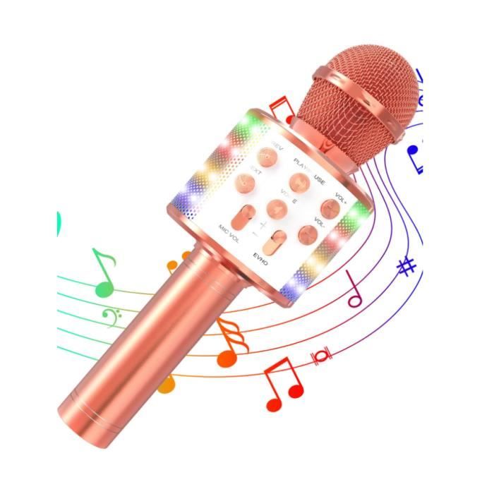 Micro Karaoké Enfants/adultes - 2 Micros Sans Fil, Lumière LED, Bluetooth 5.3, Batterie 4000mAh - Compatible TF/USB/AUX