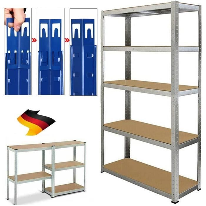 Lot De 2 étagères Charges Lourdes 200x100x50 Cm - Système Emboîtable Sans Outils, Charge 875 Kg Total, Noir