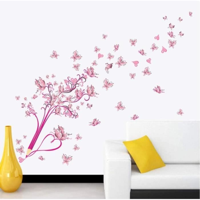 Sticker mural Fleurs stylisées et décoration de papillon 