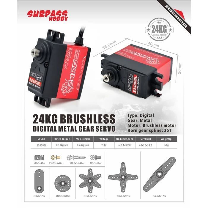 Servomoteur numérique RC à engrenages entièrement métalliques hautes