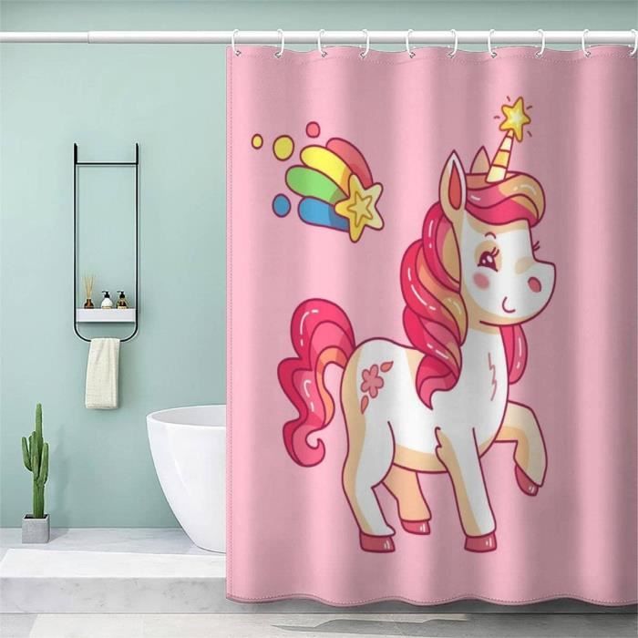 Rideau De Douche Enfant Motif Bonbons Pastel - Imperméable - 183 X 183 Cm - Avec Crochets - Décoration Salle De Bain Fantaisie
