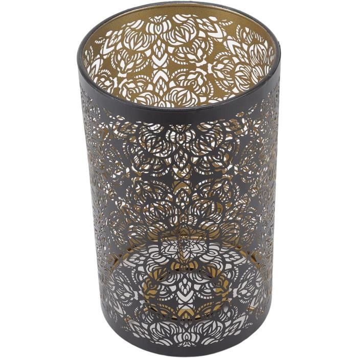 Abat-jour Rond Métal Vintage Noir Doré Ajouré – 30 Cm Tambour – Pour Lampadaire, Plafonnier, Suspension E27