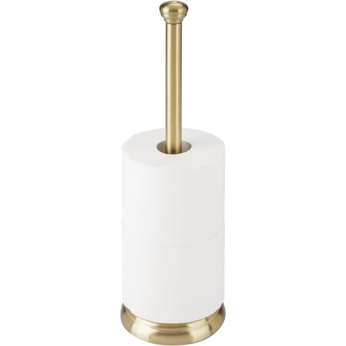 Dérouleur Papier Toilette Autoportant IDesign York Metal - Acier Inox, Couvercle, 3 Rouleaux - Design Fin Argenté - 4
