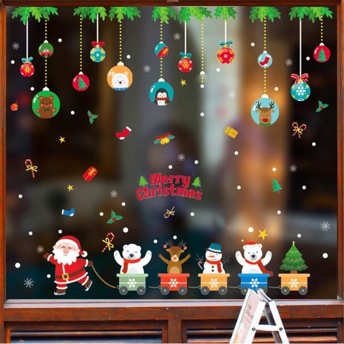Autocollants Muraux De Noël Amovibles - Décorations Père Noël Mignonnes Pour Fenêtre, Chambre, Salle De Bain - Lot Décoration Fête - 6