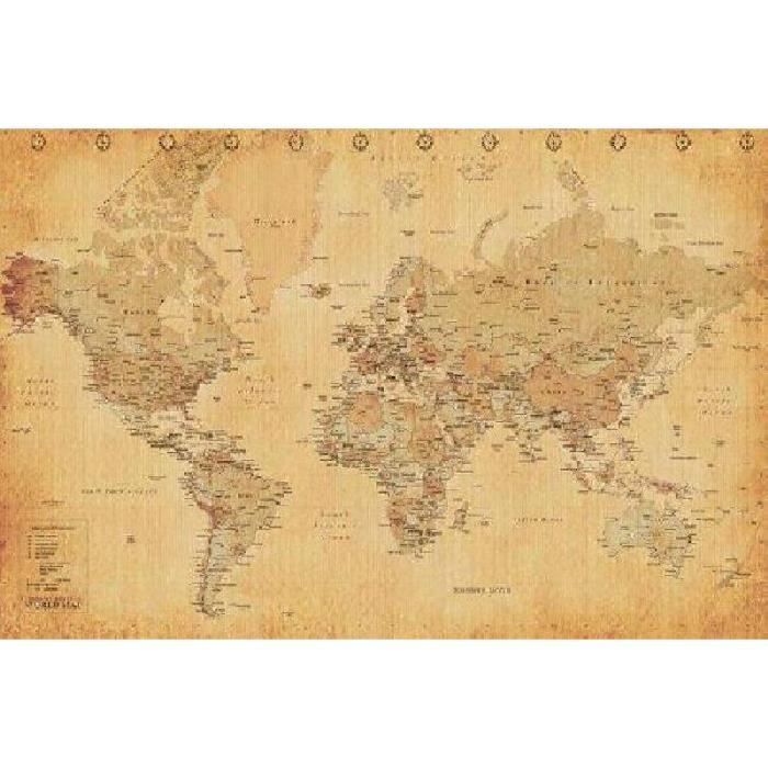 carte du monde effet ancien Carte du monde effet ancien (Dimensions : 61 x 91.5cm )   Achat  carte du monde effet ancien Carte du monde effet ancien (Dimensions : 61 x 91.5cm )   Achat