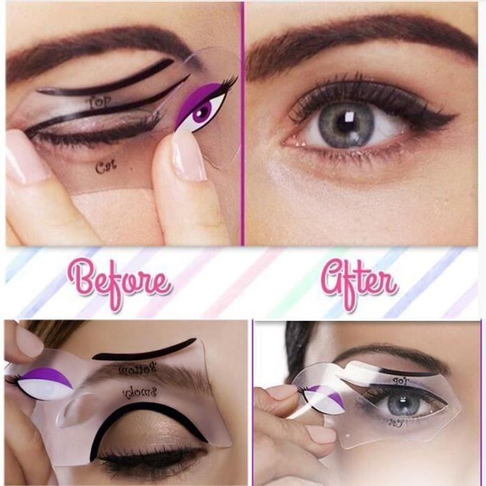 4pcs Les Yeux De Chat Carte Guide Modele Maquillage De Cosmetique Cdiscount Au Quotidien