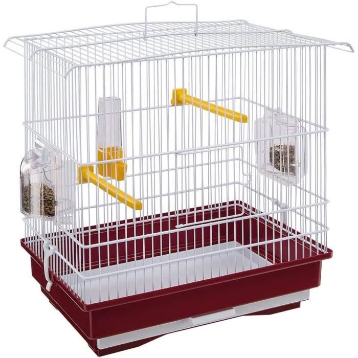 BPS Cage à Oiseaux Métal Petite Cage avec Bol à Nourriture et