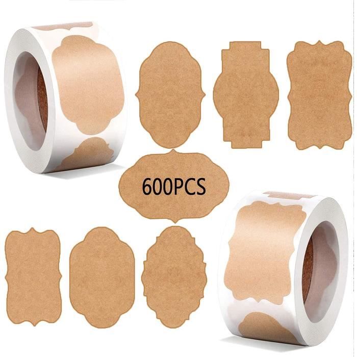 DAGORD 750 Étiquettes Confitures Maison – Kraft Rond + Fleur Rectangle, Autocollantes Inscriptibles Pour Bocaux, Cadeaux, Organisation