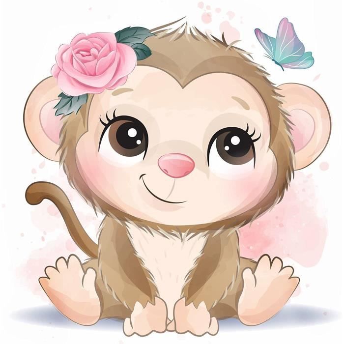 Kit Peinture Diamant 5D Singe Chimpanzé 40x50cm - DIY Complet Avec Strass, Toile, Outils | Décoration Murale Et Loisir Créatif