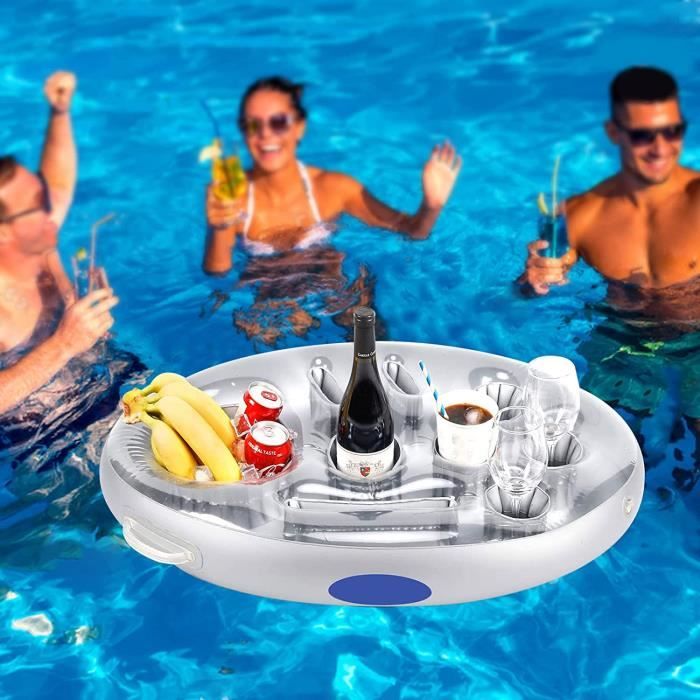 Plateau Flottant Gonflable Pour Piscine/plage - 6 Emplacements Pour Verres, Téléphone, Snacks - PVC - 8