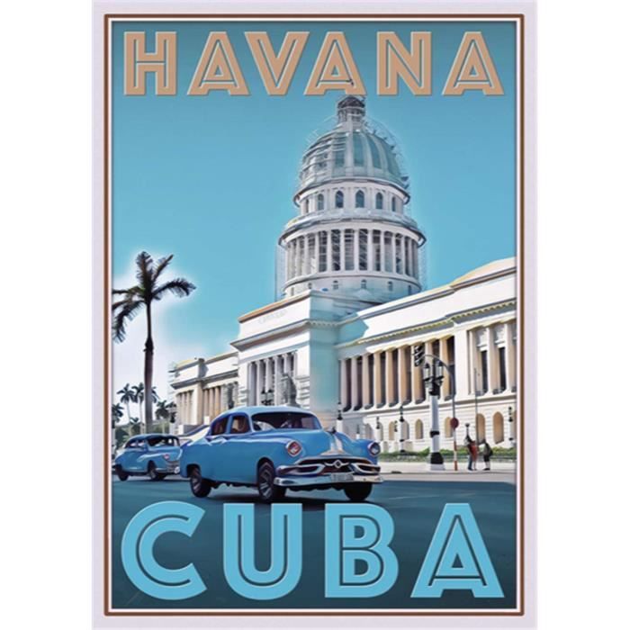 Havana Cuba Art Deco Poster de voyage rétro A4[1720] Cdiscount Maison