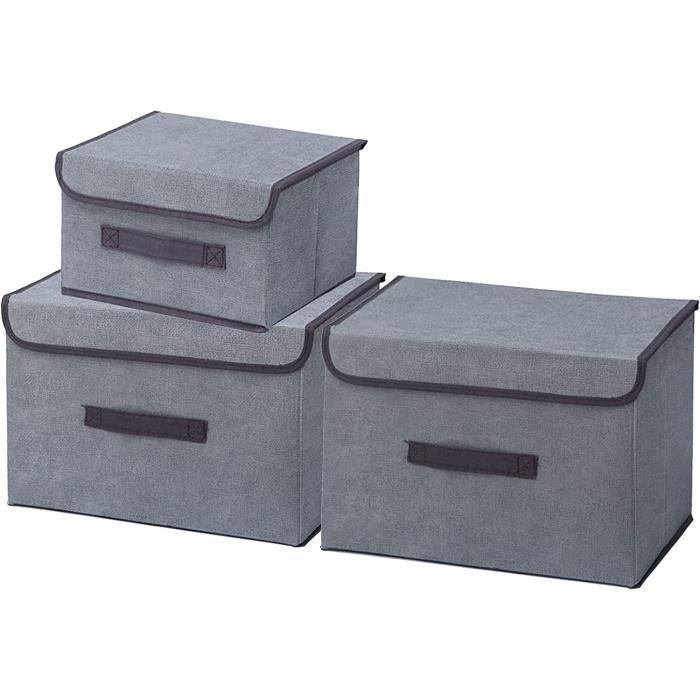 Lot 2 Boîtes Rangement Sous Lit Vmglgig 70x41x18cm - Tissu Cationique Beige - Couvercle Pliable