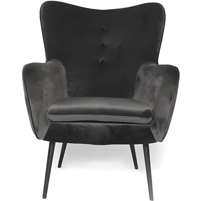 fauteuil haut en velours - meubler design collection - zola - elégance - chic - 1 place - noir