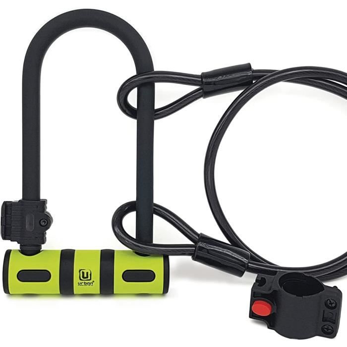 DINOKA Antivol Vélo U - Avec Câble 1.2m Et Support, Acier Renforcé 14mm
