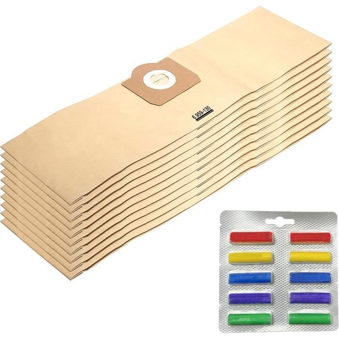 Lot De 10 Sacs Filtrants Pour Aspirateur Kärcher WD3, MV3, A2204 Etc. – Compatibles 6.959-130.0 – Haute Efficacité