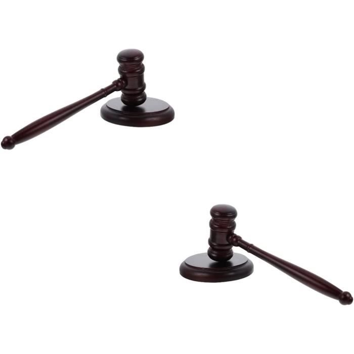 Marteau De Juge En Bois Avec Socle - Décoration, Accessoire Pour Déguisement Ou Jouet, 17 Cm