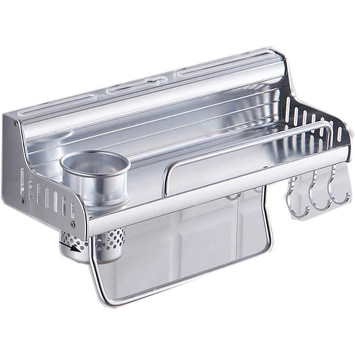 Porte-Ustensiles Mural 80 Cm Inox 304 - 15 Crochets Amovibles Rotatifs, Support Cuisine Gain De Place, Rail Suspendu Solide