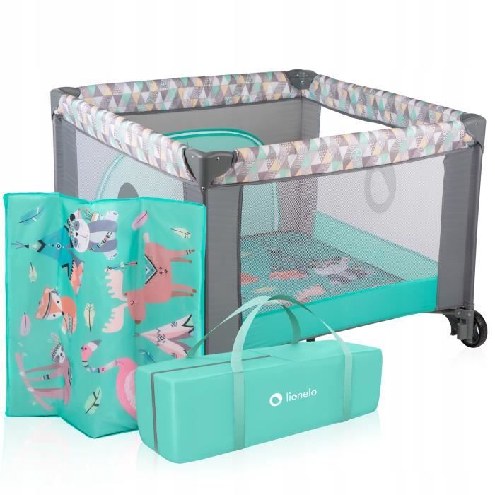 Lionelo Lit Parc Bebe Fie Pliable Et Securite Roues Turquoise Cdiscount Puericulture Eveil Bebe