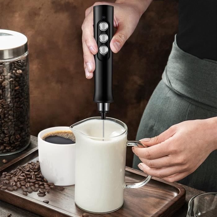 Mousseur à Lait électrique USB Rechargeable 3 Vitesses - Parfait Pour Café, Latte, Matcha - 12