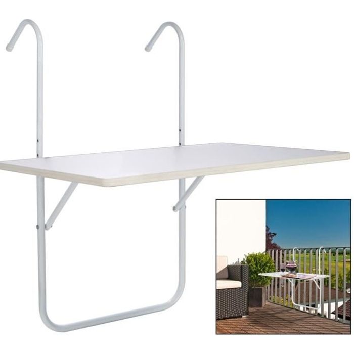 MEXP - HI Table de balcon pliable table pliante à coller Blanc 60x40x1,2 cm?6883