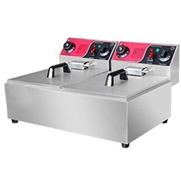 Friteuse électrique Double Professionnelle 12L 5000W - Acier Inoxydable, Contrôle De Température Indépendant