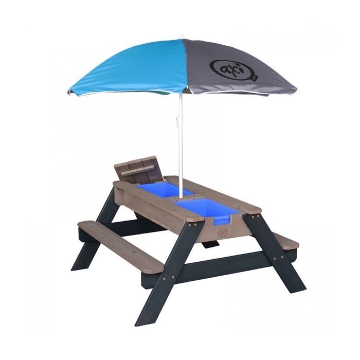Table pique-nique sable et eau Axi Nick Anthracite/gris/bleue