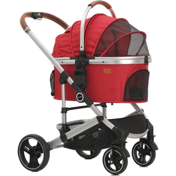 Poussette 2 En 1 Pour Chien Et Chat - Pliable, 4 Roues, Support Jusqu'à 20 Kg